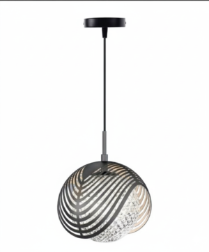 Black Globe Cage Pendant with Crystal Inner