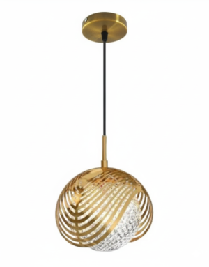 Gold Stripe Globe Crystal Pendant