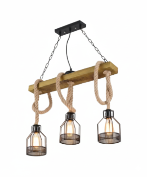 Rustic Wood Beam 3-Light Island Pendant
