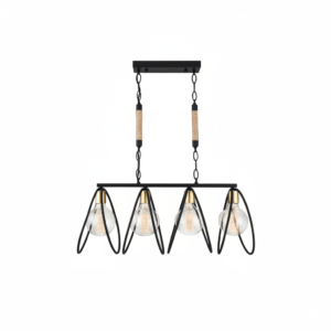4-Light Black & Gold Industrial Bar Pendant