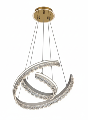 LED Crystal Crescent Duo-Ring Pendant