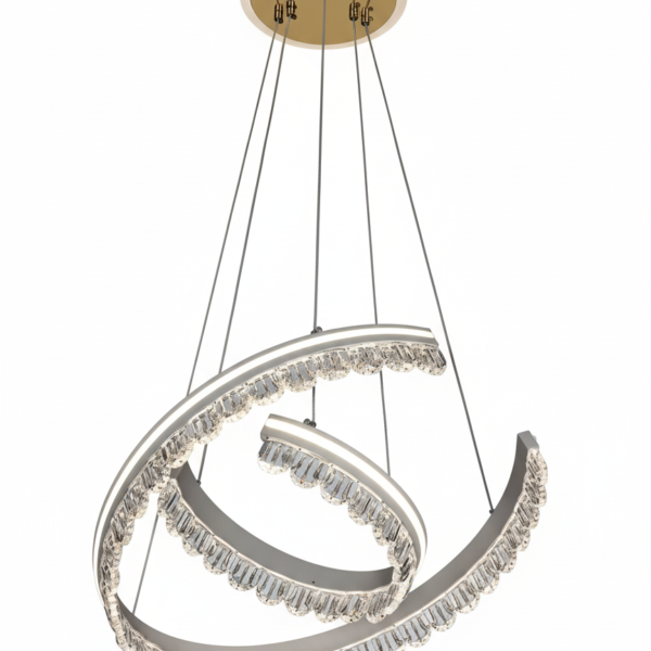 LED Crystal Crescent Duo-Ring Pendant