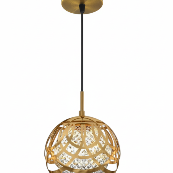 Gold Lattice Globe Crystal Pendant