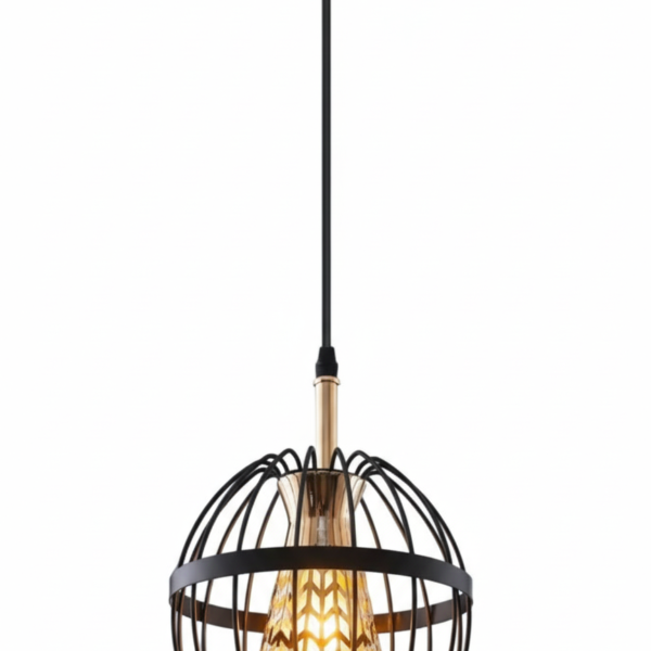 Black Spherical Wire Cage Pendant