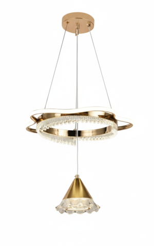 LED Cloud Ring & Crystal Cone Pendant – White