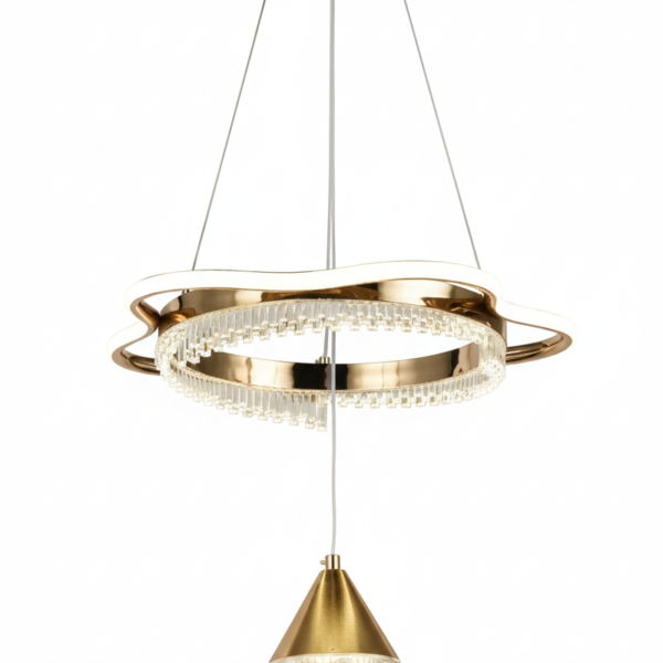 LED Cloud Ring & Crystal Cone Pendant – White