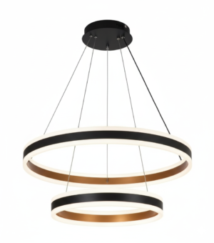 LED Black & Copper Dual Ring Tiered Pendant