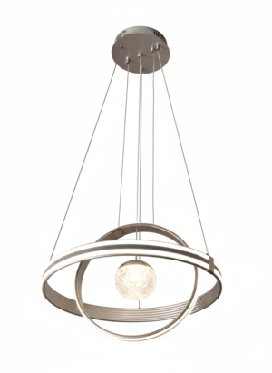 LED Silver Saturn Ring Orb Pendant