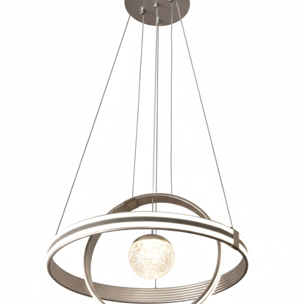 LED Silver Saturn Ring Orb Pendant