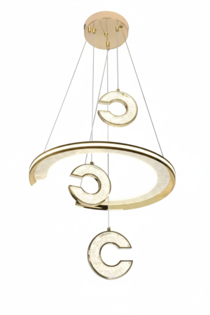 LED Gold Crescent & C-Ring Pendant