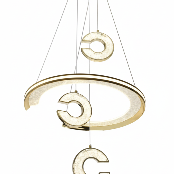 LED Gold Crescent & C-Ring Pendant