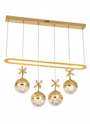LED Gold Bar & Crystal Ball Island Pendant