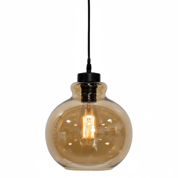 Amber Round Glass Globe Pendant