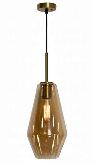 Amber Elongated Diamond Glass Pendant