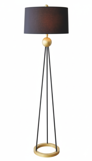 Black Tripod & Gold Globe Floor Lamp