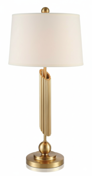 Gold Pillar Table Lamp with White Shade