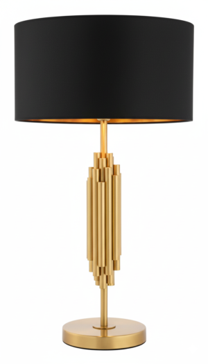 Art Deco Gold Column Table Lamp