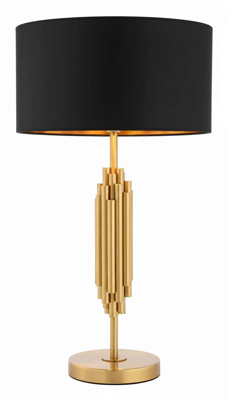 Art Deco Gold Column Table Lamp