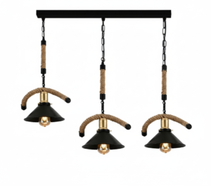 3-Light Rope-Arm Linear Bar Pendant