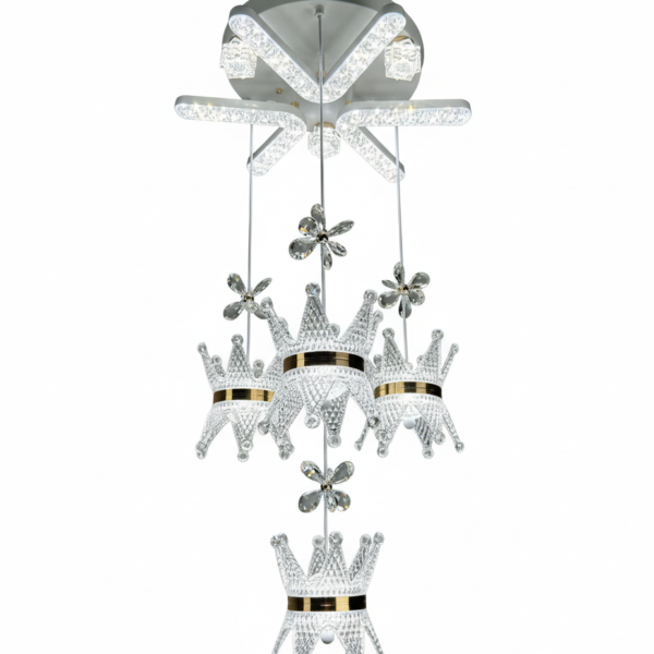 80W LED Crystal Crown Multi-Tier Pendant