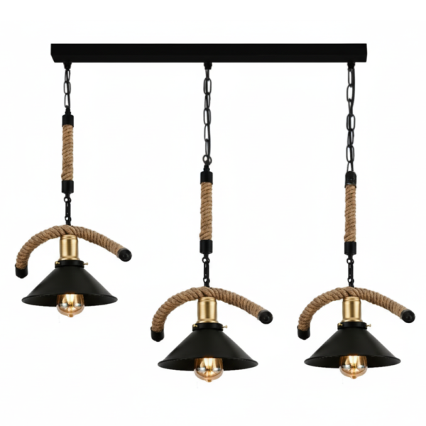 3-Light Rope-Arm Linear Bar Pendant