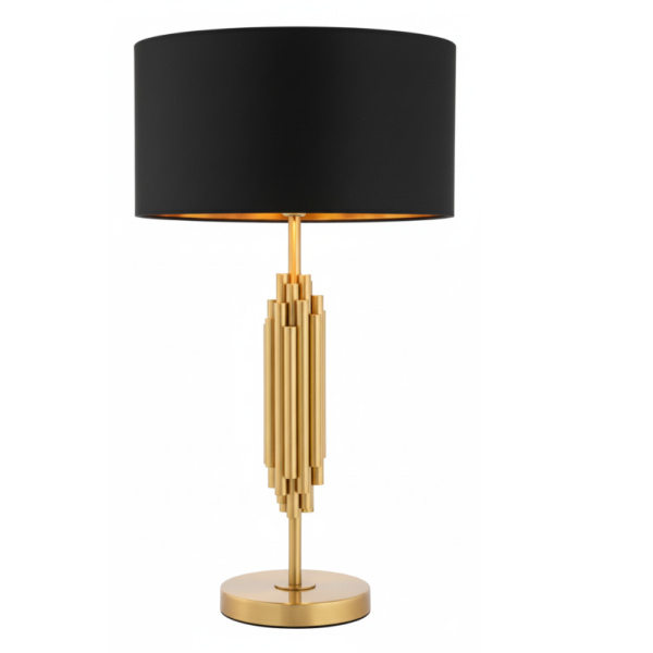 Art Deco Gold Column Table Lamp